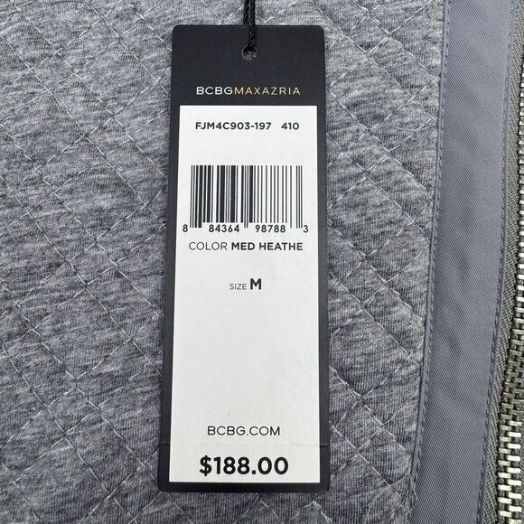 BCBG Maxazria Womens Crop Quilted Moto Jacket Size M Gray Flynn Biker Grunge Y2K - Picture 8 of 11